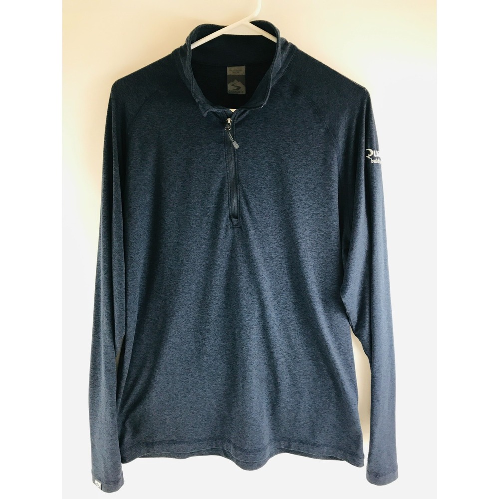 Storm Creek Shirt Men's Size M Navy Blue Heather Quart zip Logo on Long Sleeve